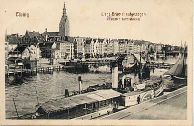 Elbing - Liege-Br�cke aufgezogen 1916